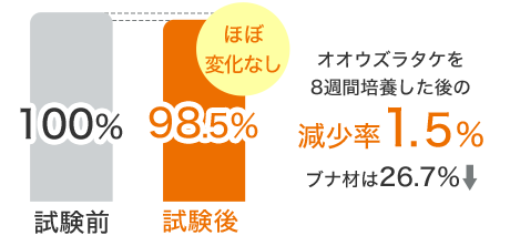 耐朽試験における質量減少率